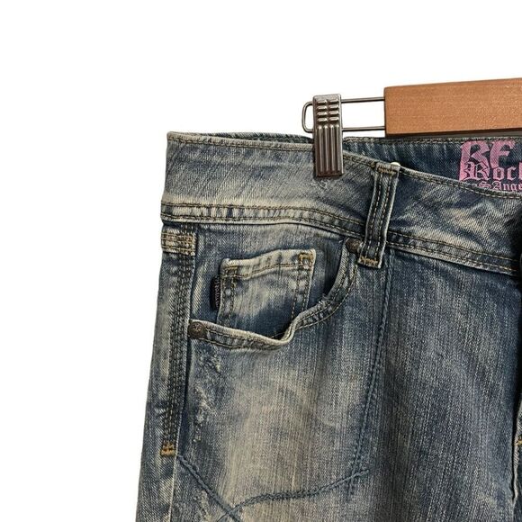RF Rock LA for Express Boot Cut Y2K Low Rise Distressed Jeans Size 31 - Picture 3 of 8